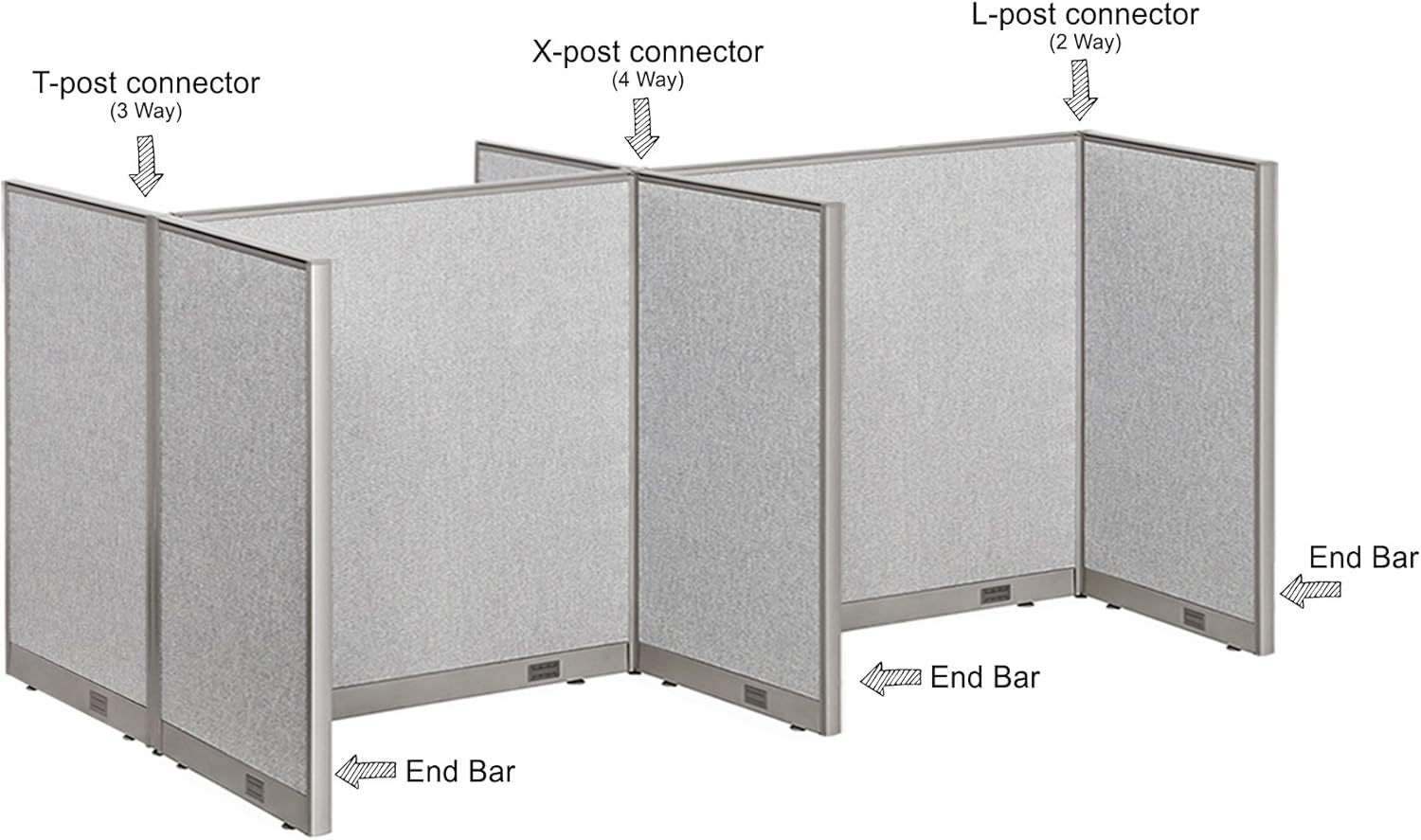 GOF 60" H T-Post, Office Partition Connectors: L-Post, T-Post, X-Post, Wall Mount Intended to use Full Fabric or Partial Glass Series, Connector only : Home & Kitchen