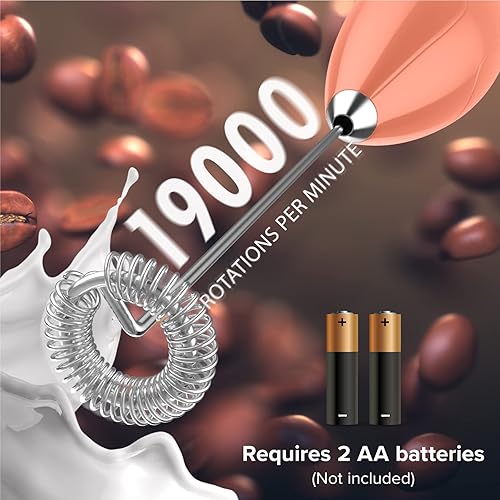 Miniatura 3 de PowerLix Espumador de leche de mano con pilas, batidor eléctrico para café, café con leche, capuchino, chocolate caliente, mini mezclador de bebidas