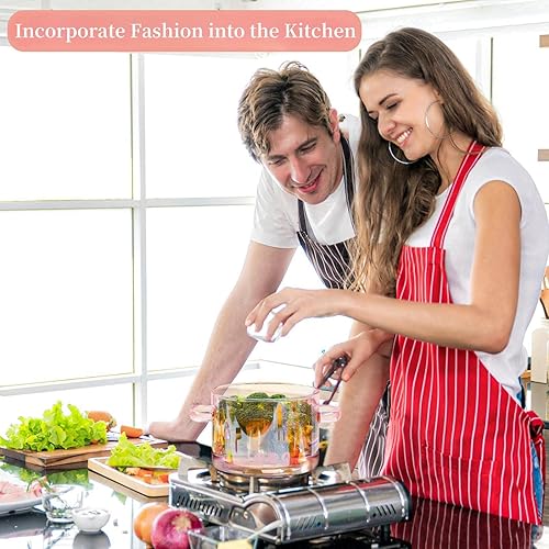 Miniatura 7 de Olla de vidrio rosa de 2 litros, 67.6 fl oz2.2 cuartos de galón  68 onzas, ollas de vidrio para cocinar en la estufa, tapa en forma de corazón,