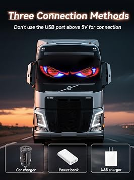 Asunder Devil Eyes Light for Cars, 23.6in x 4.7in Led Eyes for Car Windshield, Programmable LED Eyes for Truck Windshield, Flexible LED Display for Car with Remote and APP Control