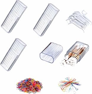 Clear Mini Storage Boxes with Mid Opening Lid, Transparent Travel Cotton Swab Organizer for Cosmetics, Hair Ties, Dental Floss, 4.1 x 1.3 x 0.8 Inches, 4 Pack