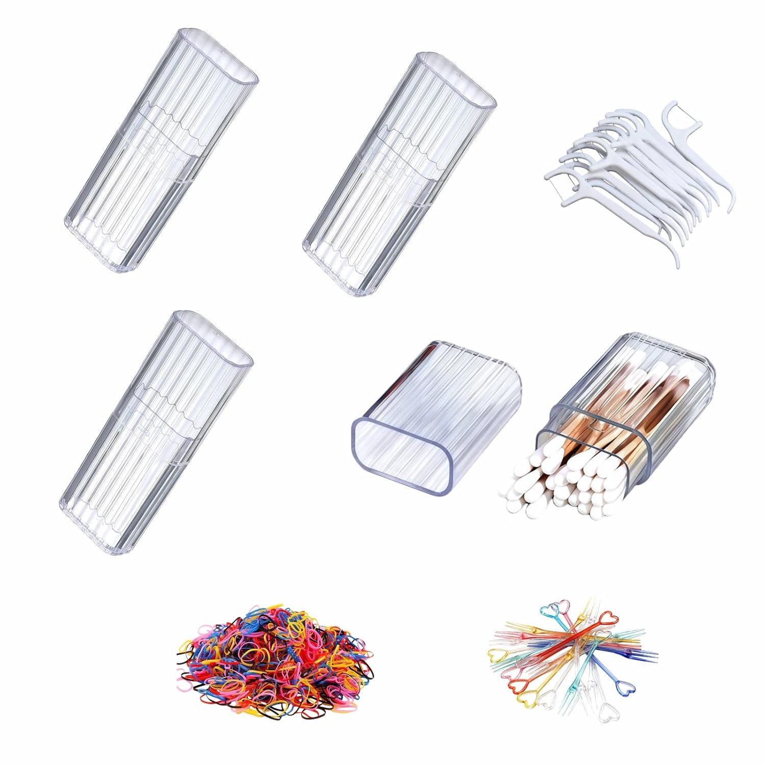 Clear Mini Storage Boxes with Mid Opening Lid Transparent Travel Cotton Swab Organizer for Cosmetics Hair Ties Dental