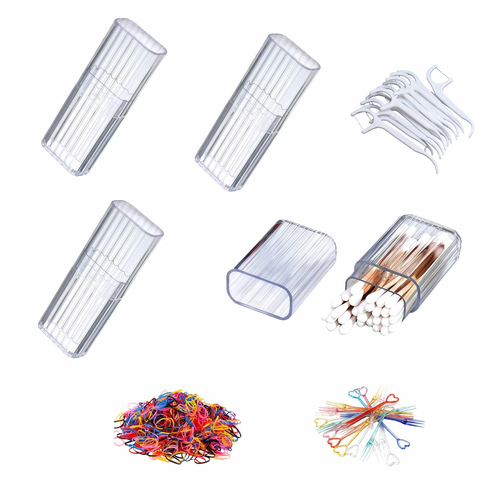 Clear Mini Storage Boxes with Mid Opening Lid Transparent Travel Cotton Swab Organizer for Cosmetics Hair Ties Dental