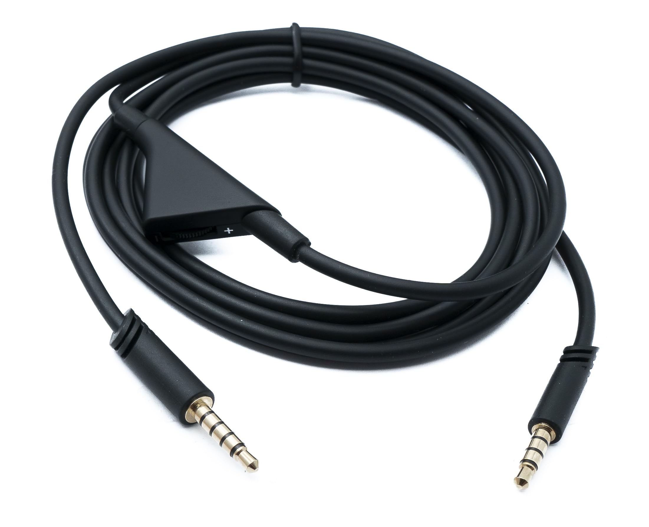 System-S Audio Klinke Kabel 2 m 3,5 mm TRRS Stecker zu TRS Stecker Lautstärkeregler AUX Adapter Schwarz