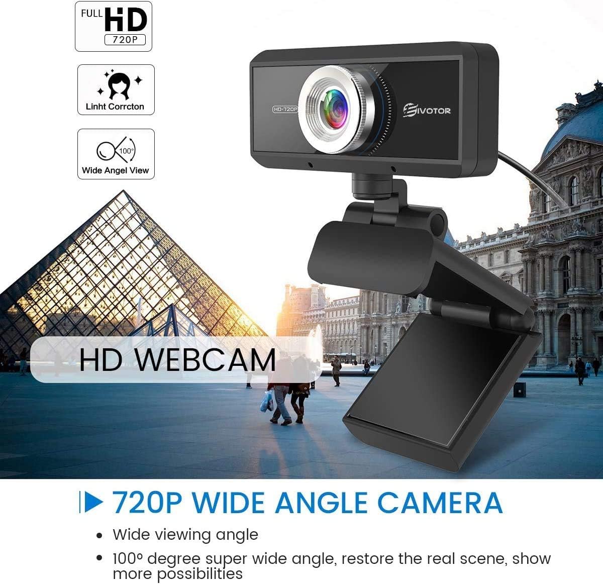 🔥 Crazy Deals Webcam with Microphone, EIVOTOR 720P HD Plug and Play Wide Angle Streaming Computer Web Camera for Desktop/Laptop with Video Calling/Conferencing, Online Studying, Streaming, and Gaming