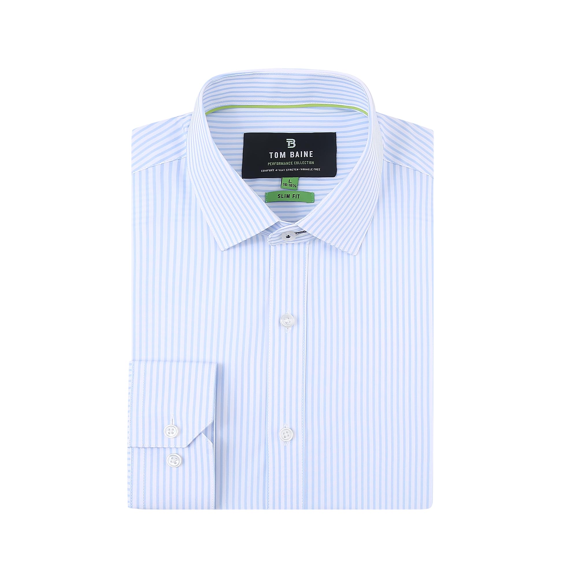 Tom Baine Men Slim Fit Performance Long Sleeve Geometric Casual Button Down Shirt