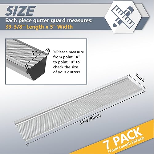 Miniatura 2 de Flamorrow Protector de canalón de acero inoxidable, cubierta de canalón de 23 pies, protectores de canaleta de hojas de micromalla que se adaptan a