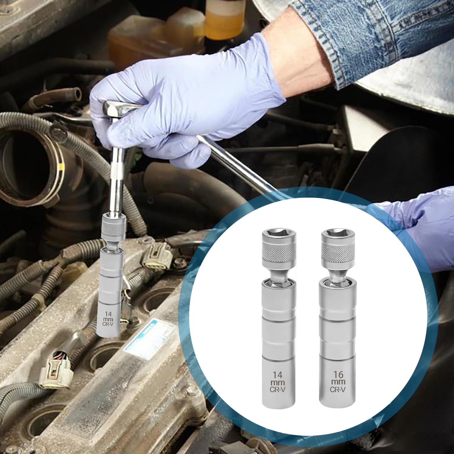 2 Pezzi Chiave Candela 16mm/14mm, Chiave per Candele Auto, Universale Magnetico Flessibile Chiave Candela per la Riparazione Dell'auto per Rimuovere le Candele Dell'auto