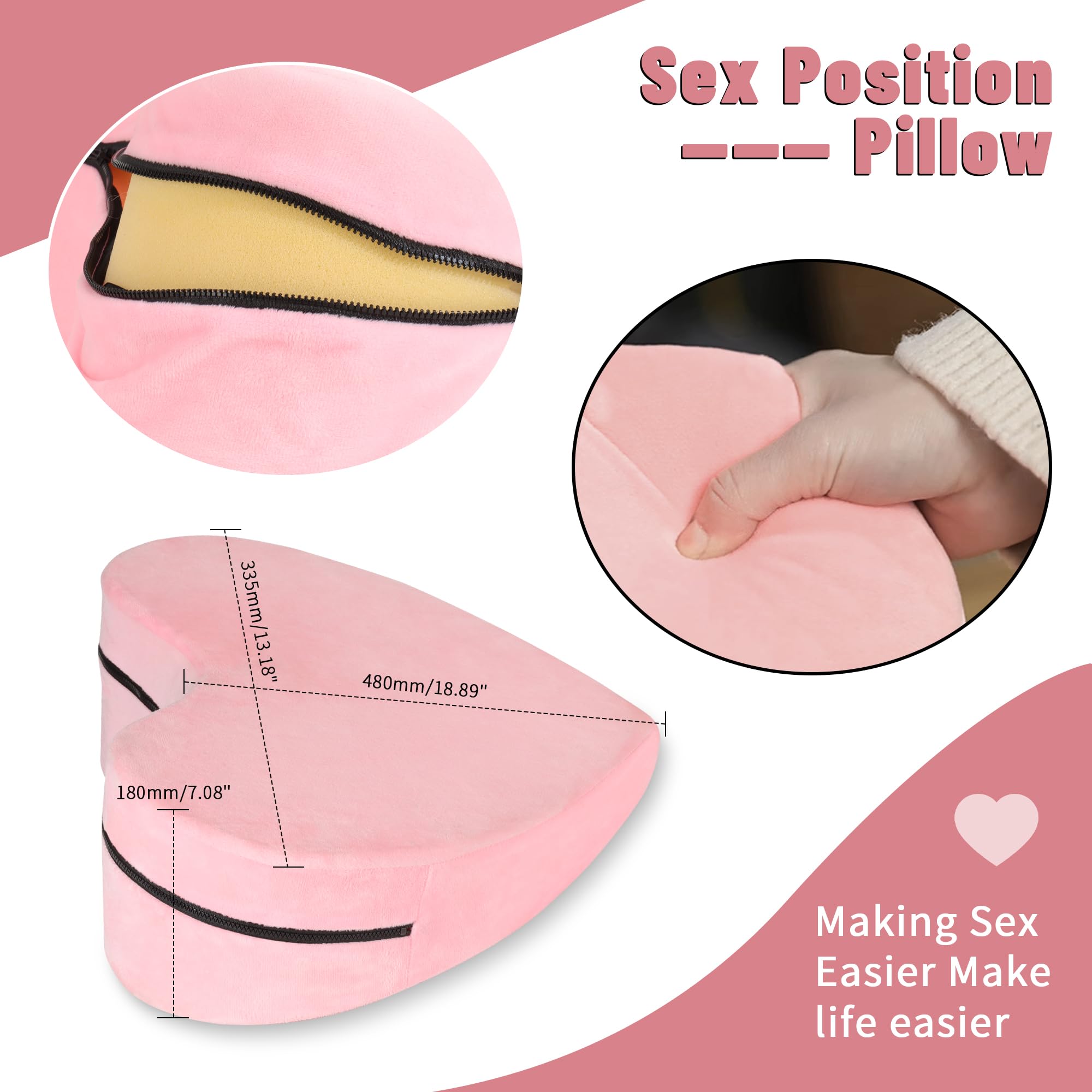 Sex Pillow Foam Heart Pillow Sex Position Pillow for Adults Sex Cushion Sex Furniture for Bedroom Couples Sex Toys: Pink