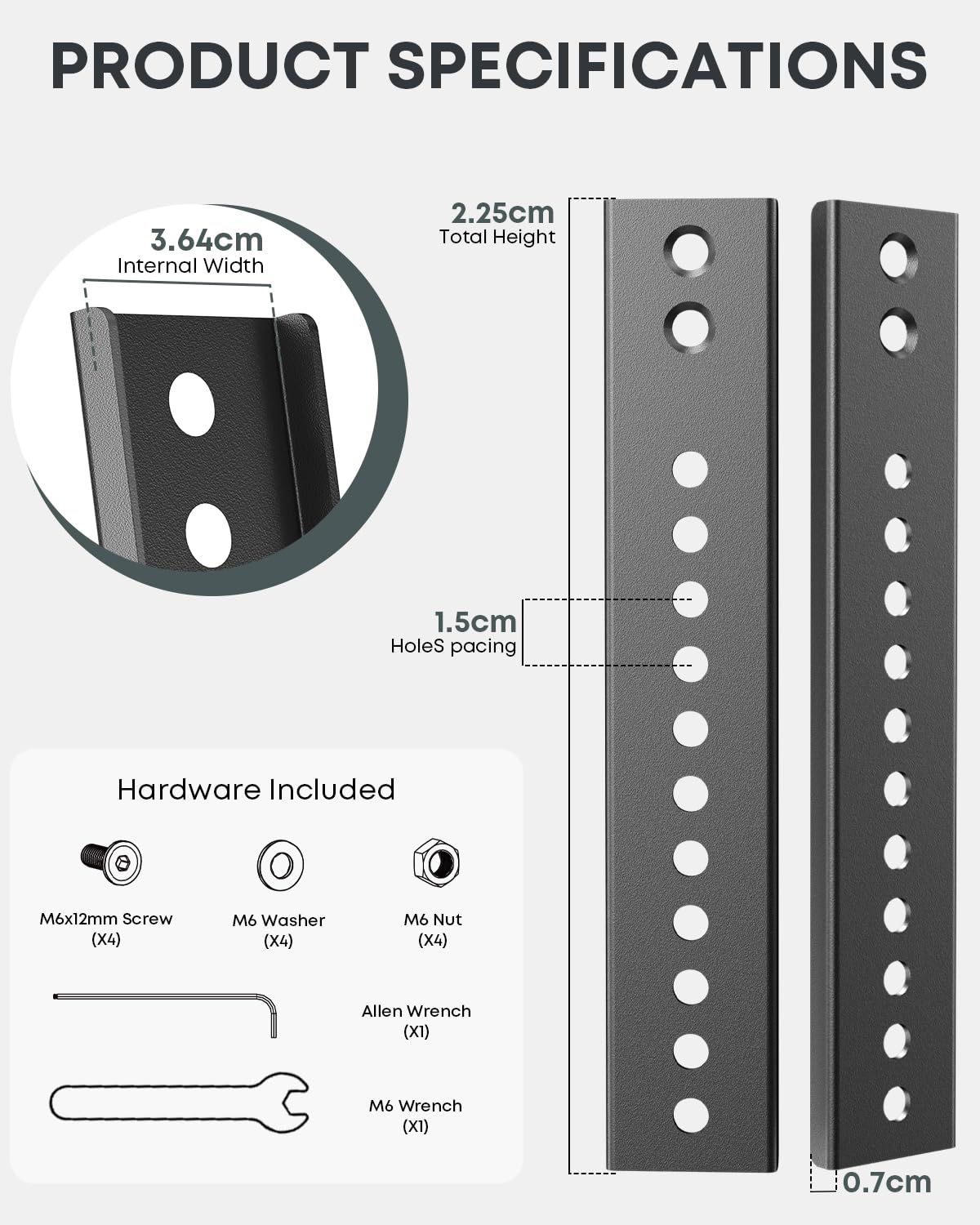 Plaques d'extension Adaptateur VESA – Kit d’Extension pour Support TV Mural et plafonnier, Compatible avec téléviseurs à Fixations VESA Profondes, 1 Paire, Noir