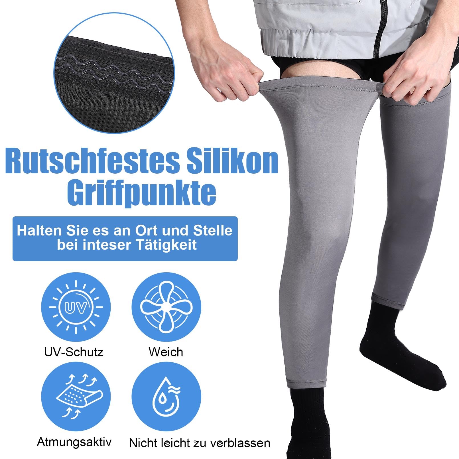 Lot de 3 paires de manchettes de compression - Protection solaire UV - Longues manchettes de compression pour cyclisme, course, basketball, hommes et femmes (noir, blanc, gris), Blanc, noir,