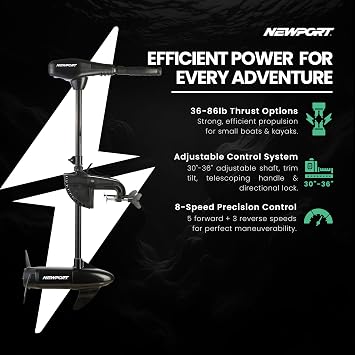 Newport NV-Series Thrust Saltwater Transom Mounted Trolling Electric Trolling Motor w/LED Battery Indicator