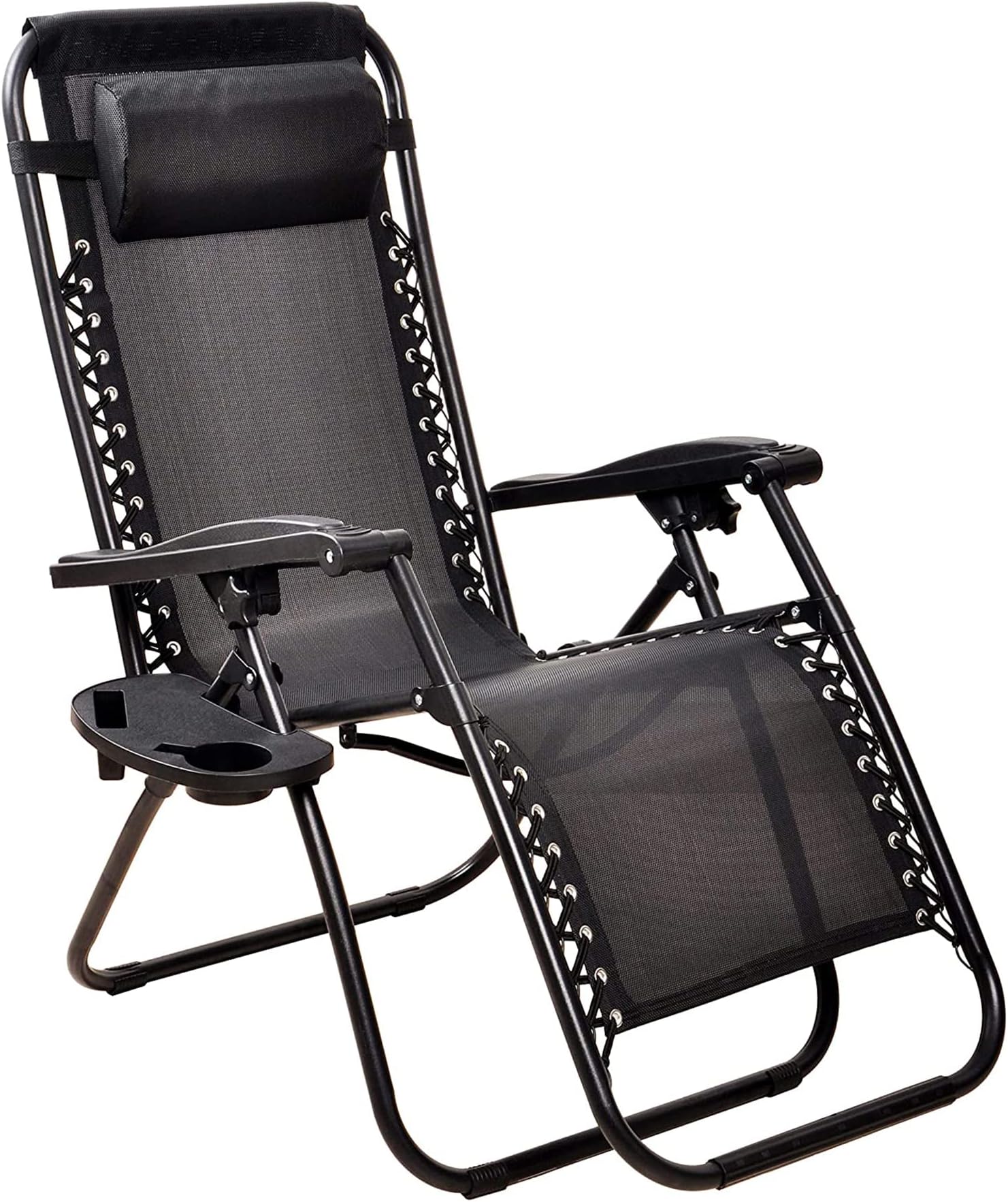 BalanceFrom Adjustable Zero Gravity Lounge Chair Recliners for Patio, Pool with Cup Holder (Black)