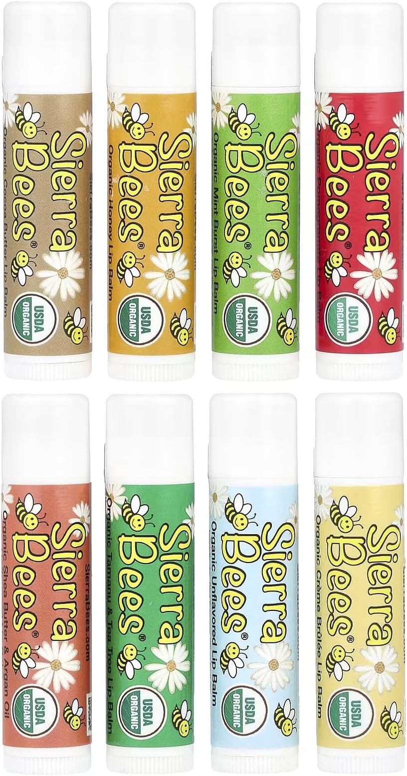 Organic Lip Balm - Variety - Cocoa Butter, Honey, Mint Burst, Pomegranate, Shea Butter & Argan Oil, Tamanu & Tea Tree, Unflavoured and Vanilla