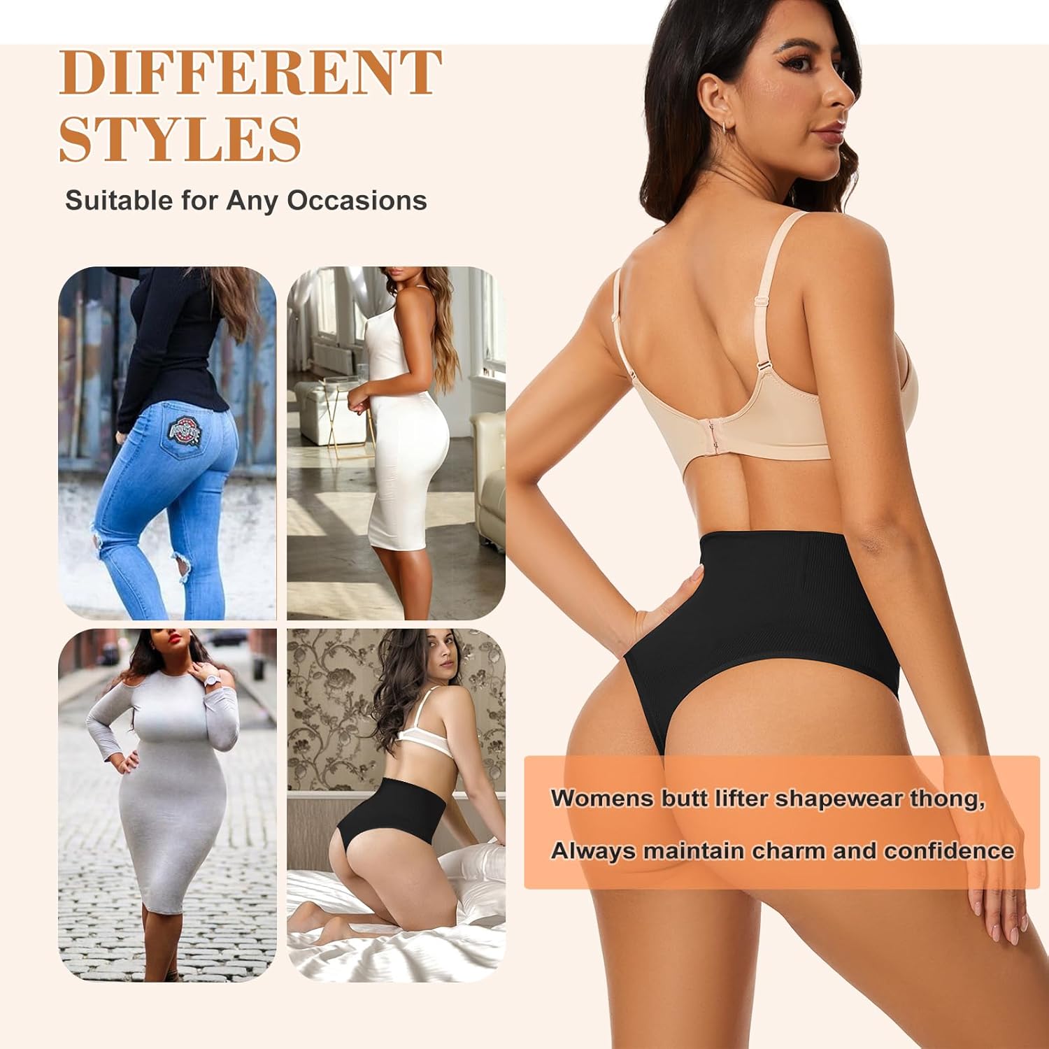 Tummy Control Thong Shapewear for Women Body Shaper Panty Seamless Mid Waisted Thongs Underwear Panties - Image 5