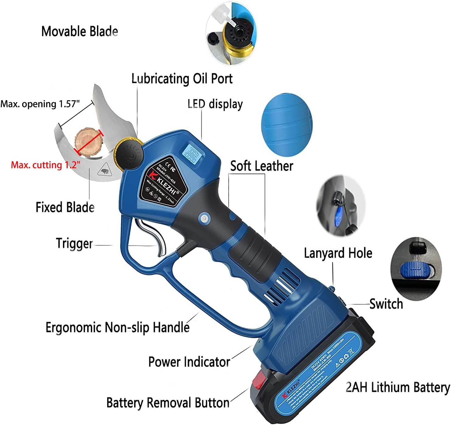 Flаѕh Sаlе Buу 1 gеt 1 K KLEZHI Electric Pruning Shears,Professional Battery Pruner with LCD Display,2Ah Rechargeable Lithium Battery,Cutting Diameter 30mm,6-8 Working Hours,Tree Branch Battery Pruning Shears