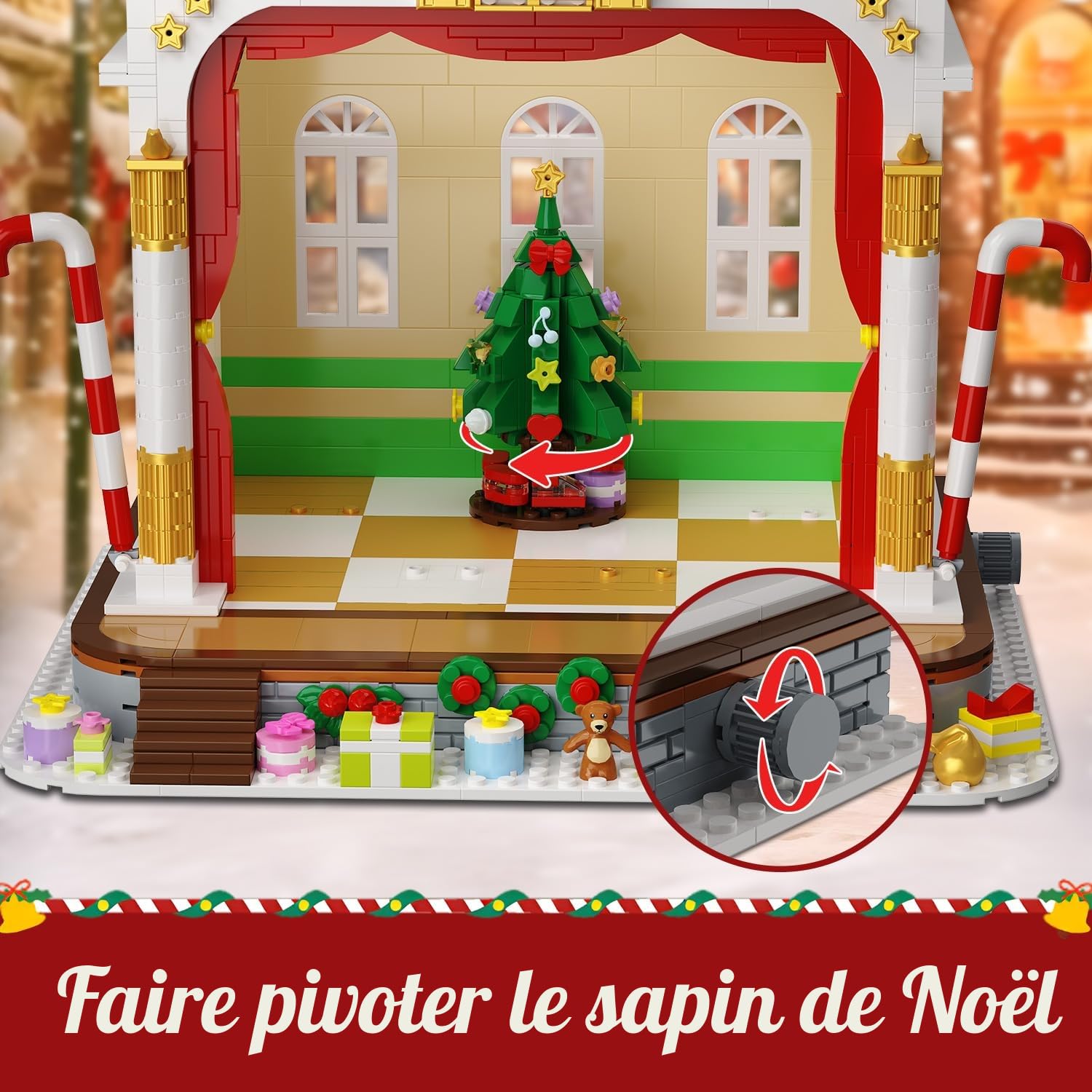 HOGOKIDS Calendrier de l’Avent 2025 Théâtre de Noël avec Lumière, Calendrier Compte à Rebours 24 Jours, Mini Blocs 3,6cm avec 4 Casse-Noisette & 8 Minifigures, Cadeau pour Adultes Filles Garçons 10+