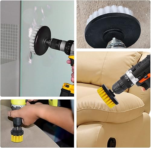 Miniatura 7 de HIFROM Cepillo de taladro  Accesorio de taladro eléctrico de 4 pulgadas, cerdas suaves, color blanco, cambio rápido, cepillo de limpieza para