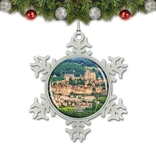 Francia Beynac Castle Perigord Dordoña Adorno de Navidad Decoración Árbol de Cristal Metal Recuerdo Regalo