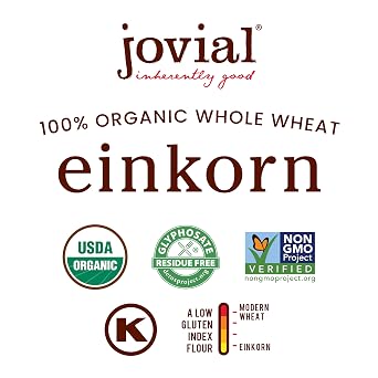 Jovial Einkorn 100% Organic Whole Grain Fusilli, Non-GMO, 12 Oz, 6 Pack