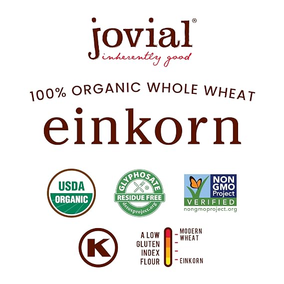 Jovial Einkorn 100% Organic Whole Grain Fusilli, Non-GMO, 12 Oz, 6 Pack
