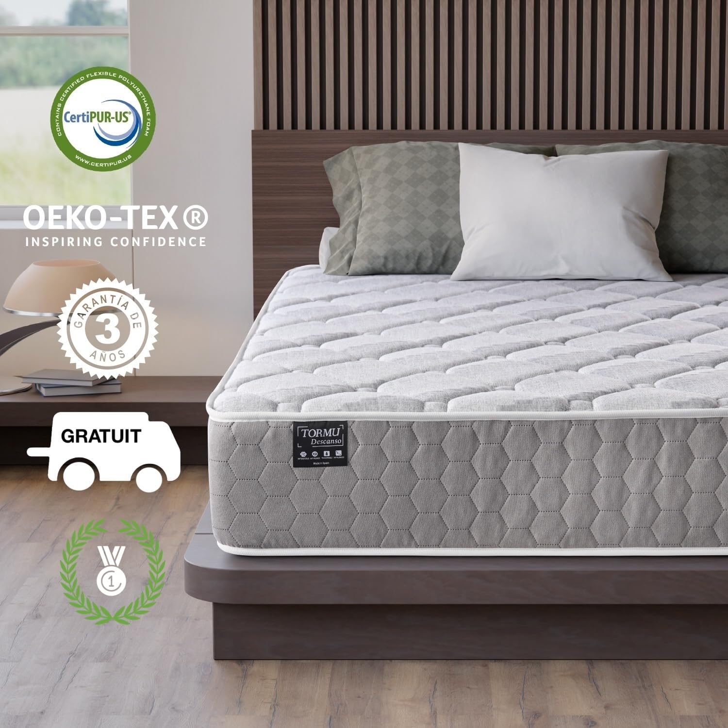 T-ORMU Matelas200x180 Mémoire de Forme Premium – Fermeté Moyenne-Haute Orthopédique – 7 Zones de Confort – Respirant Hypoallergénique – Hauteur 27 cm – Certifié Oeko-TEX