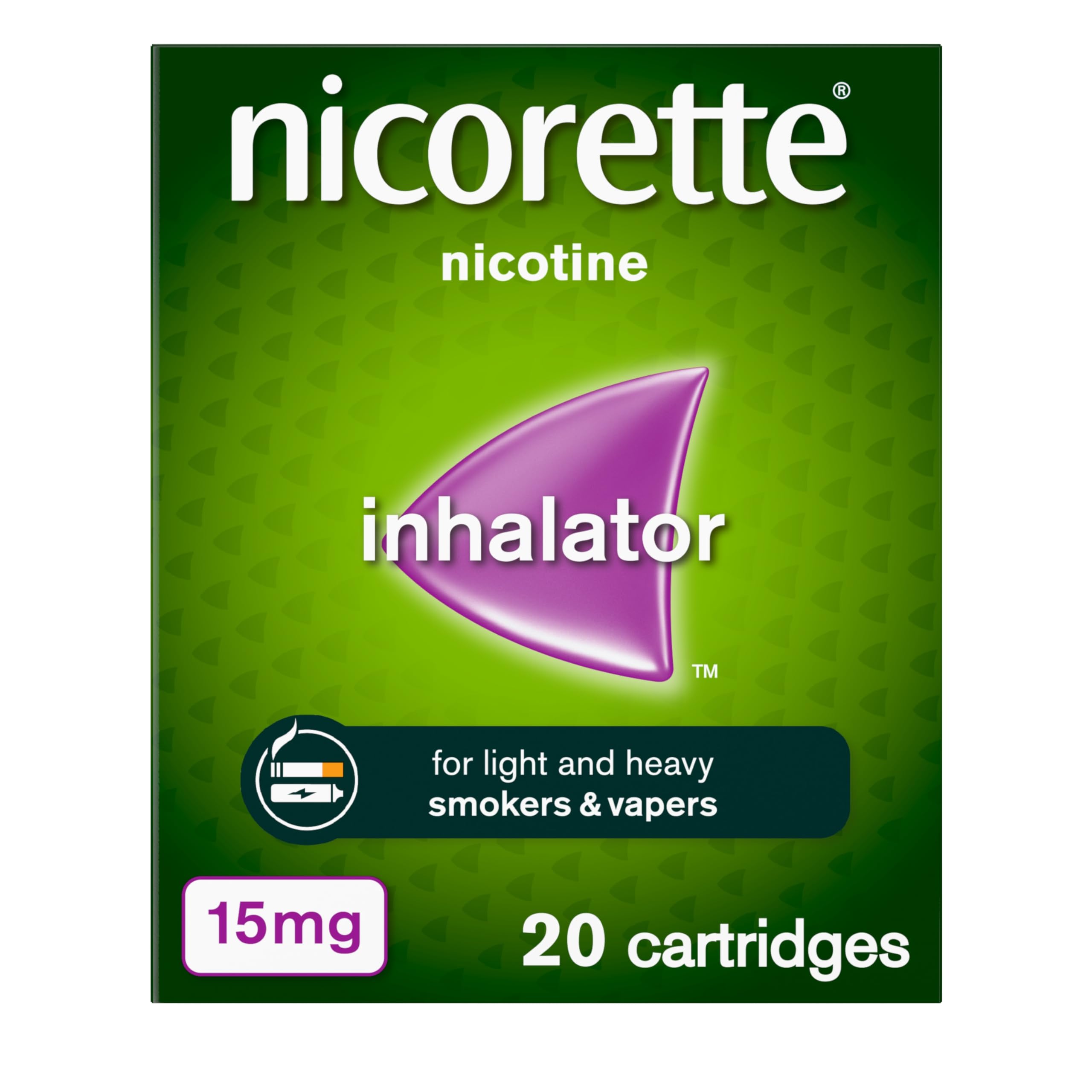 Nicorette 15mg nicotine inhalator. 20 Catridges, Quit Smoking Aid or Vaping Cessation aid. Flexible and convenient stop smoking or stop vaping aid