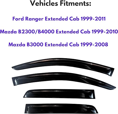 Miniatura 824 de KPY Moldura deflectora de viento con protección contra la lluvia compatible con Mazda CX-3 2016-2021 (CX3), 4 unidades, para ventana lateral