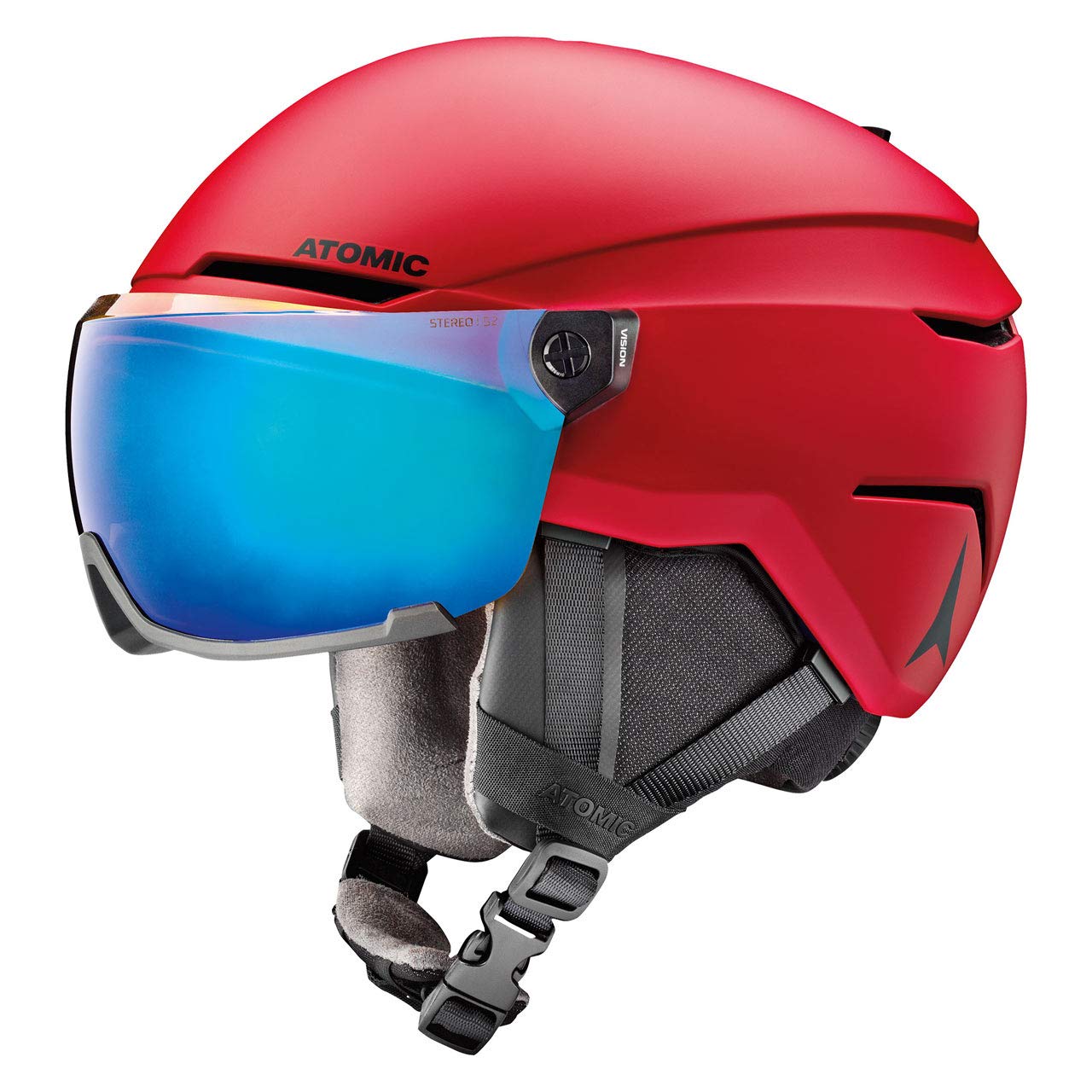 ATOMIC Savor Visor Stereo Ski Helmet, Visor Helmet with Maximum Shock Absorption With Active Aircon Ventilation and Mirror Coating for Clear Vision, Winter Sports Helmet for Glasses Wearers