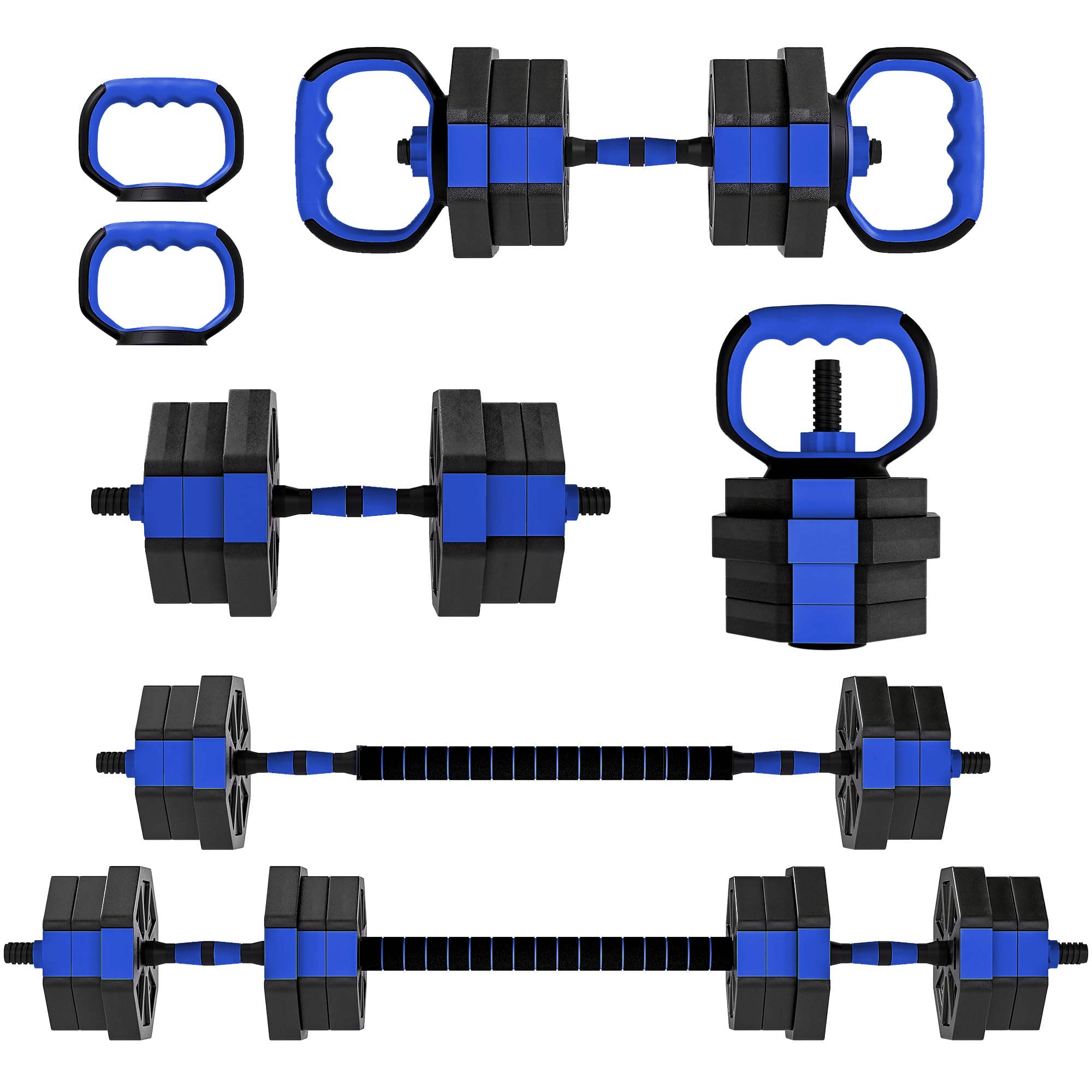SPORTNOW Set Pesi da Palestra 6 in 1 da 20kg Totali in Plastica e Sabbia, Set Manubri Regolabili Utilizzabile come Kettlebell, Manubri, Bilanciere e Supporto per Flessioni, Allenamento a Casa