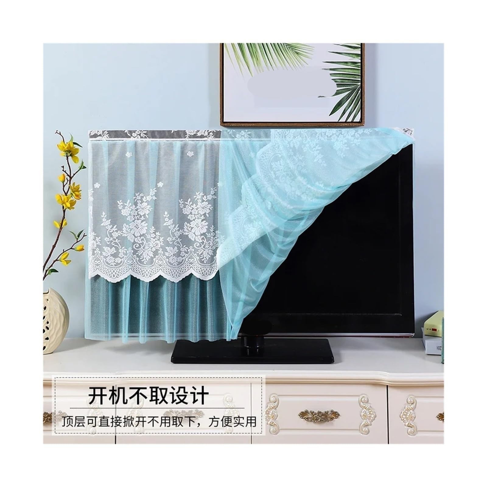 Protezione Tv Paraluce For TV, Copertura Antipolvere, Custodia For In Pizzo, Non Prendere Un Asciugamano In Tessuto Curvo Da Appendere, 55 Pollici, 65, Quando È Acceso(03,75 inches)