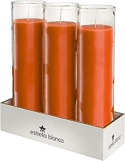 Orange 2x8 Unscented Devotional Candle for Fall Holiday Decoration, 90 Hours, Tall Pillar Candles in Glass for Thanksgiving Gifts Autumn, for Religious, Memorials, Party