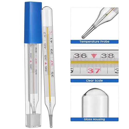 Miniatura 6 de Indicador de fiebre de lectura rápida para adultos con temperatura oral de vidrio, 2 unidades, para adultos ( grande)