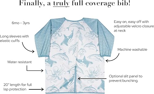 Miniatura 3 de Bibbrella Baberos de destete LED prémium para bebés con respaldo ajustable  Babero para bebés para niños y niñas  Baberos de manga completa, 6