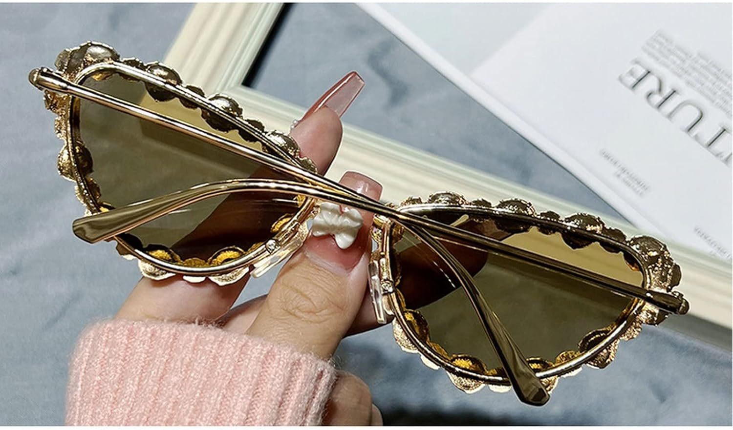 Full Crystal Shiny Cat Eye Sunglasses For Women Vintage Fashion Luxury Rhinestone Sun Glasses Female Elegant Shades - Image 5