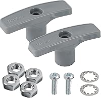 TonGass 2-Pack Grey RV Waste Valve Handle Replacement Kit - Durable ABS with Nuts, Screws & Gaskets for Easy Extension Rod Install
