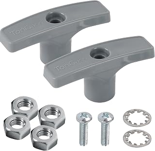 TonGass 2-Pack Grey RV Waste Valve Handle Replacement Kit - Durable ABS with Nuts, Screws & Gaskets for Easy Extension Rod Install