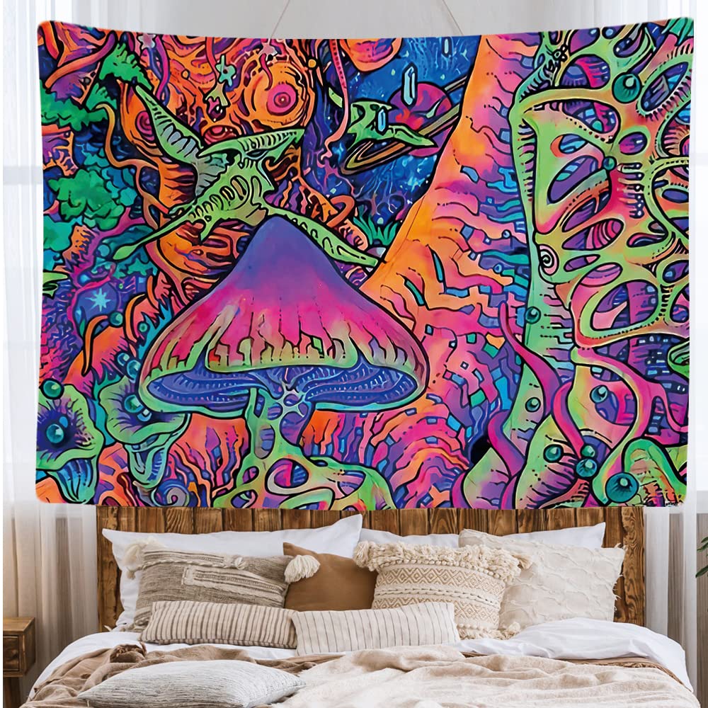 Ulticool, Bedroom Decorative Wall Tapestry, Neon Psychedelic, 200 x 150 cm Large, Fabric Wallpaper, Tapestry Aesthetic Wall - Image 2