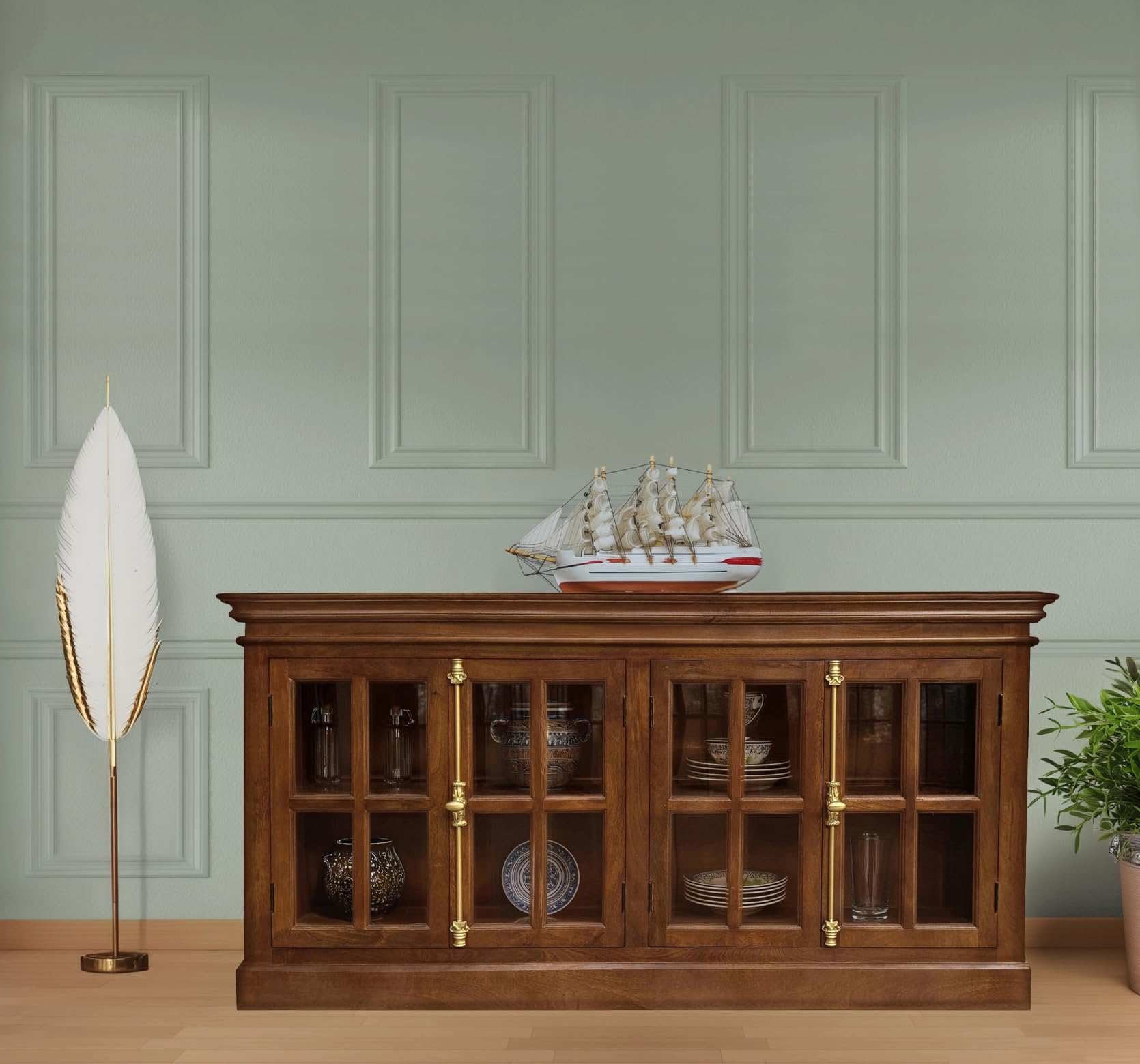 The Attic Oregon Sideboard, Multipurpose Cabinet for Kitchen and Living Room Storage, Classy Sideboard, Solid Mango Wood, Honey Matt-picture-31