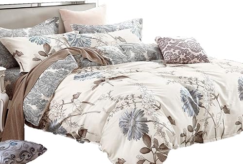 Swanson Beddings Juego de cama floral 100% algodón Funda de edredón, fundas de almohada., Algodón, Completo