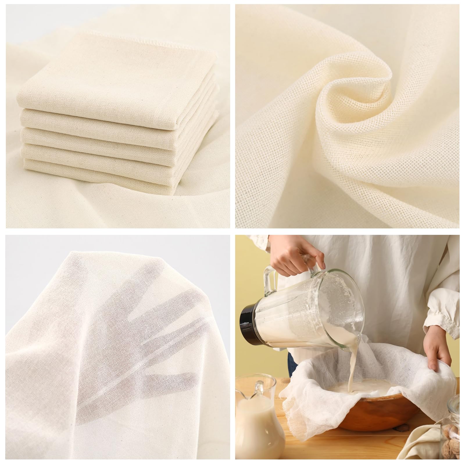 Cheesecloth Confezione Da 12 Panni In Cotone 50x50 Cm | Garza Riutilizzabile Per Cucina, Filtrare E Scolare - 2