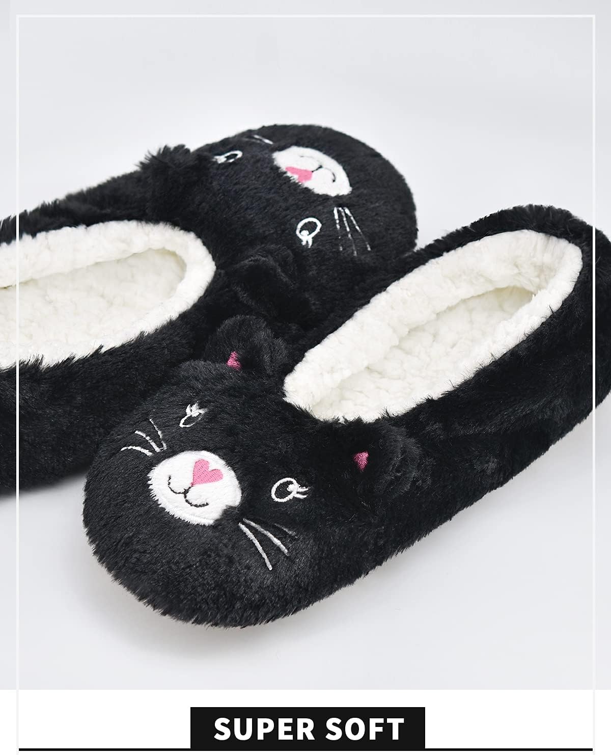 Panda Bros Slipper Socks With Non-Slip Grippers, Cute Fuzzy Warm Cat Animal House Slippers