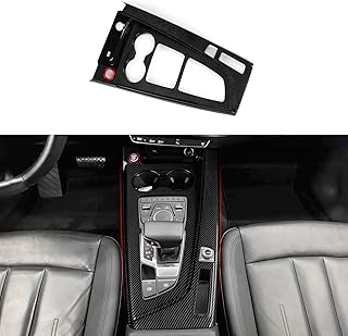 Car Centre Console Gear Lever Panel Sticker Cover ABS Decoration Cover Carbon Fibre Trim Compatible with Audi A4 A5 2017 2018 2019 Interior Accessories