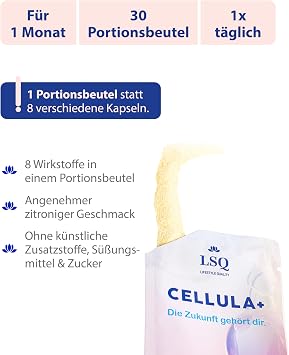 CELLULA+ Kollagen- / Chondroitinkomplex zum Trinken - Collagen Drink mit Hyaluron Vitamin C & Kurkuma Nahrungsergänzungsmittel für Haut Bindegewebe Gelenke & Knochen mit Anti Aging Effekt