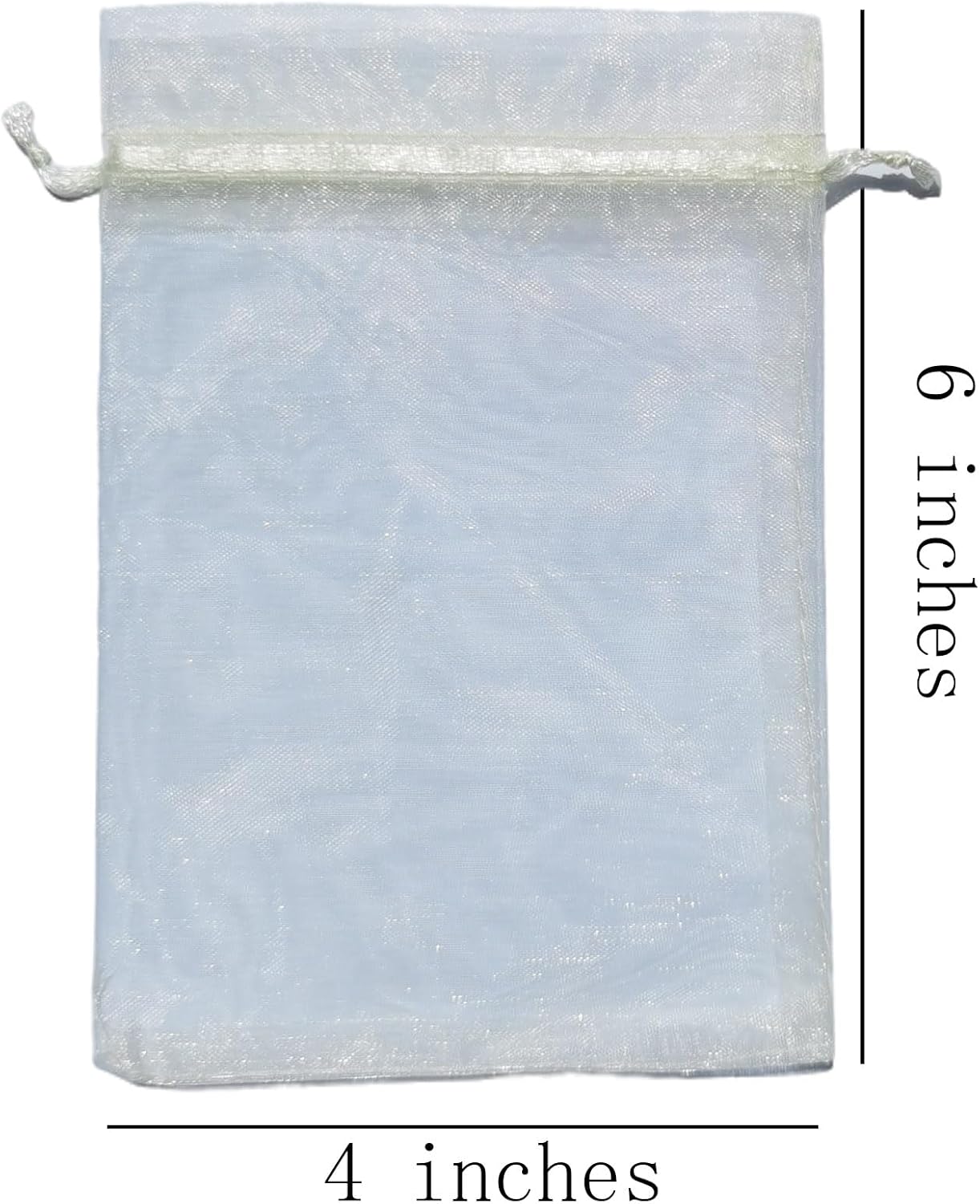 Jwsqmc 4x6 Inch Sheer Organza Mesh Drawstring Gift Favor Bags Ivory 100pcs image 2