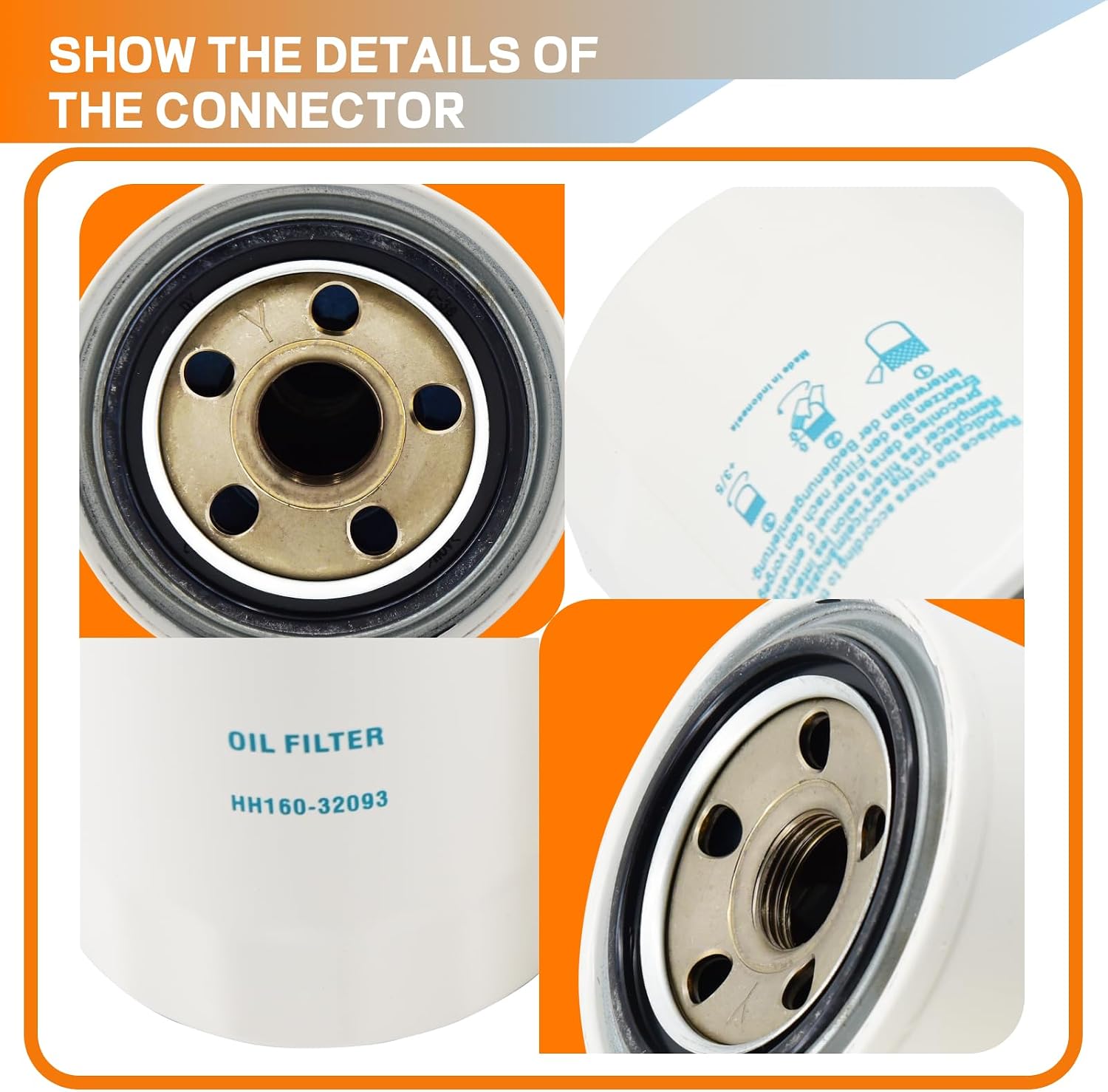 2PCS Oil Filters HH160-32093 16271-32093 Compatible with Kubota B F KX RTV Series B2710 B2910 B3030 F2400 F3680 KX41 RTV1100 for Grasshopper 932 428D