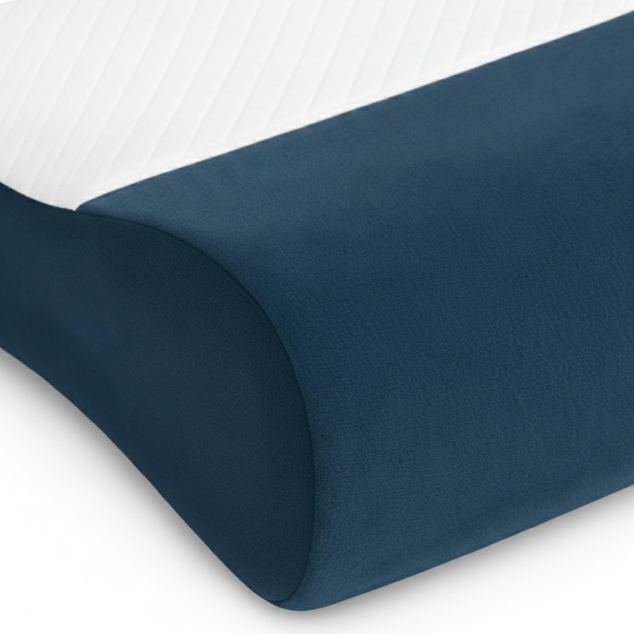 WONJU - Cervical Contour Memory Foam Pillow for Neck Pain Relief | Orthopedic Spine Alignment | Washable Velvet Cover | Pressure Relief | Perfect for Back & Side Sleepers 1