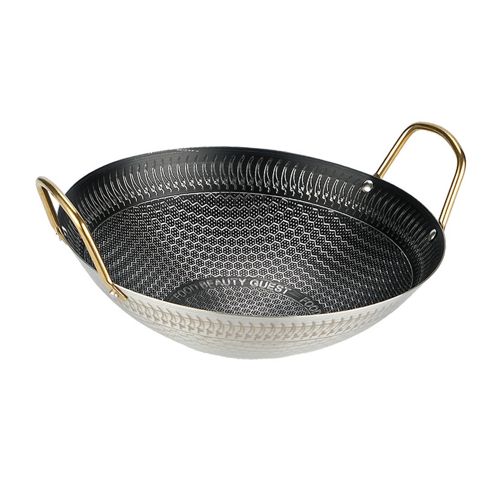 F Fityle Kadhai Kadai Indian Kadai Stovetop Seafood Pot Wok Cooking Pot Dry Pot Stir Fry Pan for Food Vegetables Steaming Frying Meat, Diameter 22cm