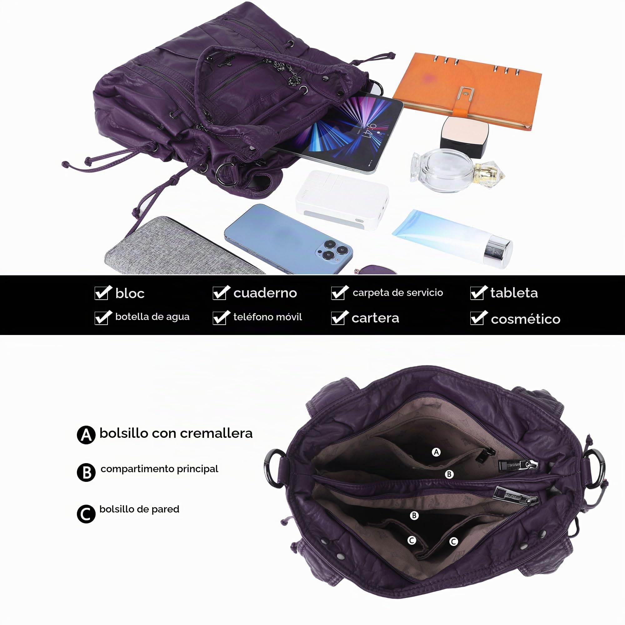 Angel Kiss Bolsos hobo para mujer, bolso al hombro de moda, bolsos de mano para dama y bolsas amplias con correa bandolera