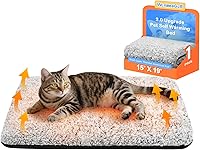 WanpeeGoo Self-Warming Cat Bed 2.0 Upgraded Thermal Foil Heated Pad, Plush Non-Slip Washable Cover, 15x19 Inch Indoor Outdoor Pet Mat